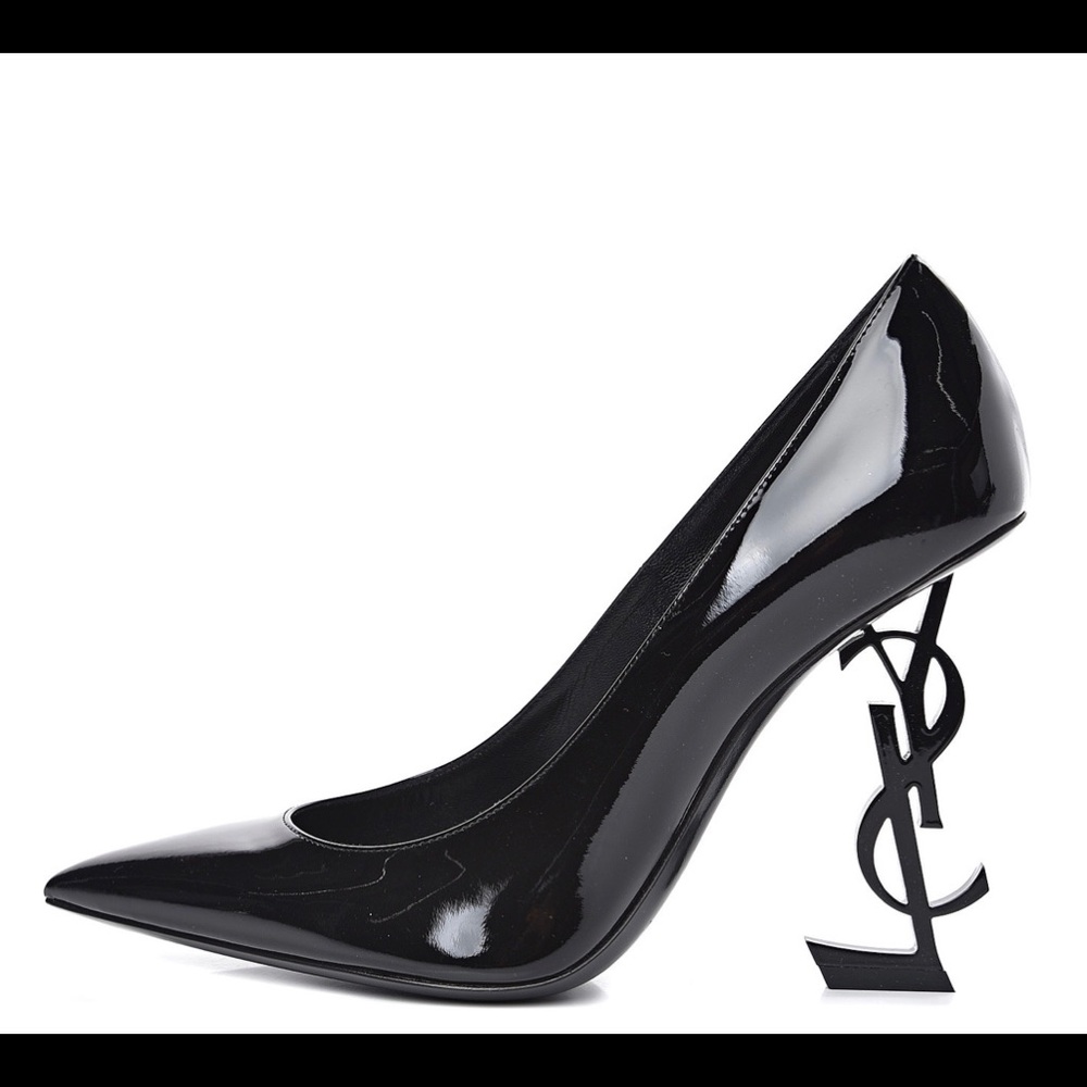YSL Saint Laurent Black PATENT OPYUM 110 PUMPS